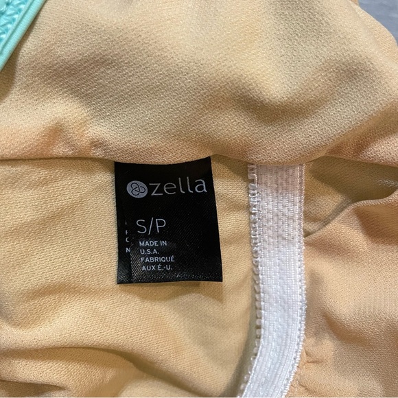 Zella Teal One Piece Swimsuit Small High Neck Crossback Athletic Shelf Bra - Picture 14 of 15